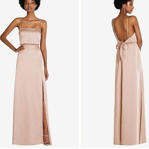 Dessy bridesmaid dress in cameo (low tie-back maxi dress)